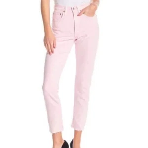 Levis Pink High Rise Wedgie Skinny Fray Hem Hidden Button Fly Crop Jeans 31 - Picture 1 of 10