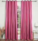 FAUX SILK CURTAINS EYELET LUXURY PAIR OF READY MADE FULLY LINED WITH TIE-BACKS