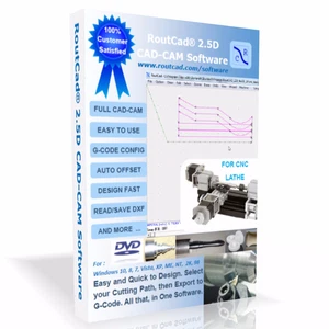 CAD-CAM Lathe Software RoutCad 25D 1-design part 2-define path 3-export g-code - Picture 1 of 6