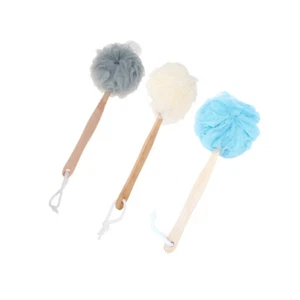 3Pcs Long Handle Bath Balls Shower Bath Brushes Scrubber (Grey , Blue , White) - Bild 1 von 12
