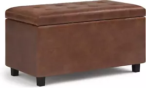 Cosmopolitan Wide Transitional Rectangle Storage Ottoman Vegan Faux Leather, Ass - Picture 1 of 9