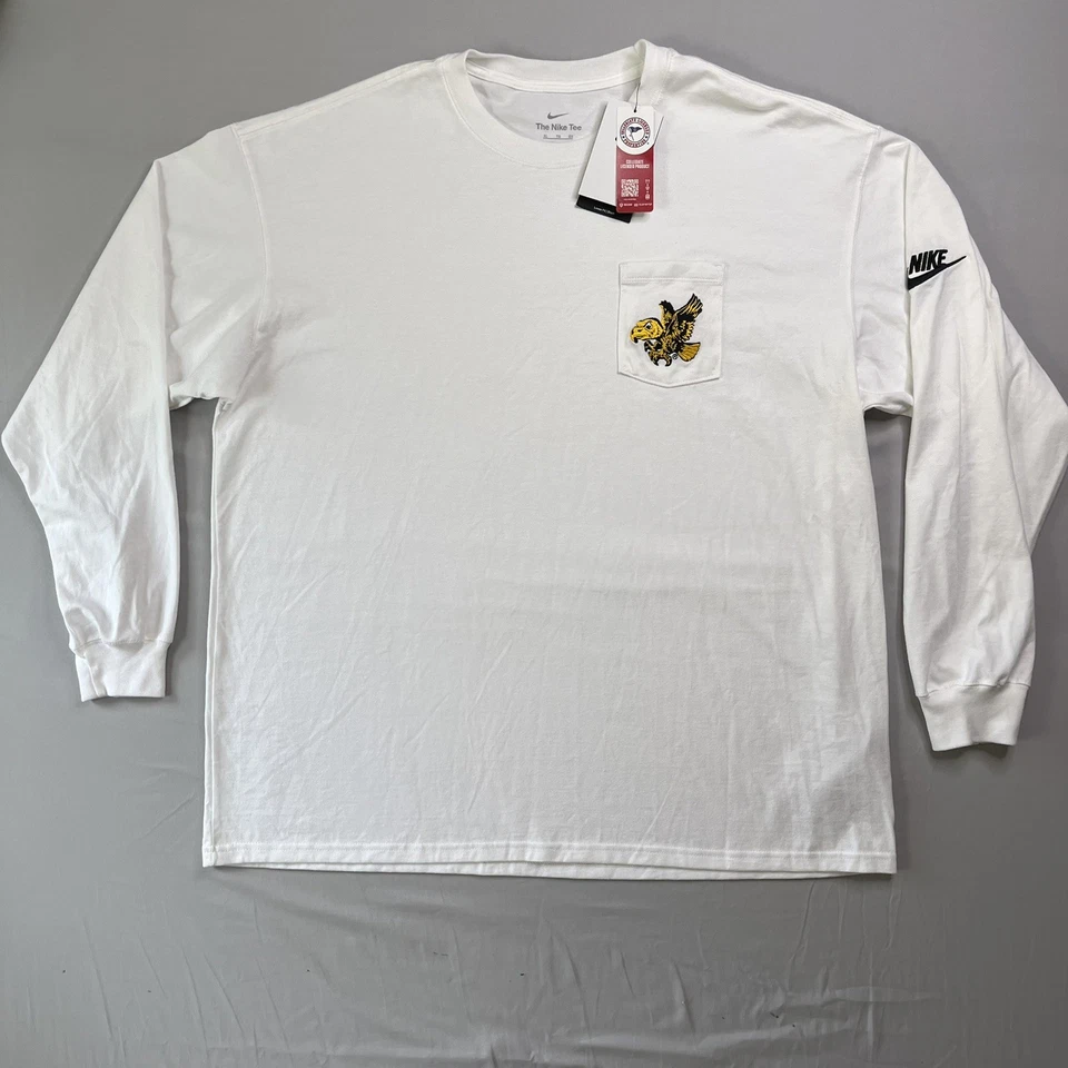 Nike Iowa Hawkeyes Shirt Mens X-Large White Embroidered Logo Pocket Long Sleeve - Image 1 of 4