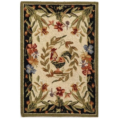 Chelsea Collection Accent Rug - 1'8" x 2'6", Creme & Black, Hand-Hooked Frenc... - Image 1 of 4
