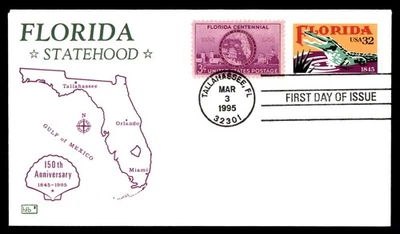 Mayfairstamps US FDC 1995 Florida Statehood 150th Anniversary hfb Cachet First D - Image 1 of 2
