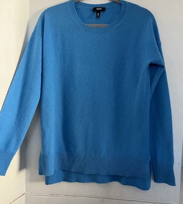 AQUA Brand 100% Cashmere Sweater BLUE Women’s S Side Splits Rib Hem 40” Chest - Image 1 of 2