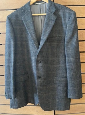 Abrigo deportivo Burberry gris 2 botones doble ventilación pata de gallo a cuadros lana 44R Foto 1 de 4