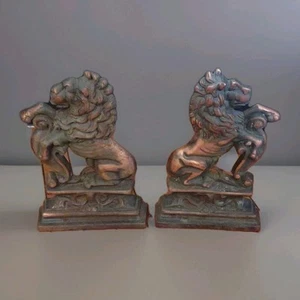 Antique Victorian Cast Iron Black Lion on Plinth Door Stop Bronze Look 14" - Picture 1 of 8