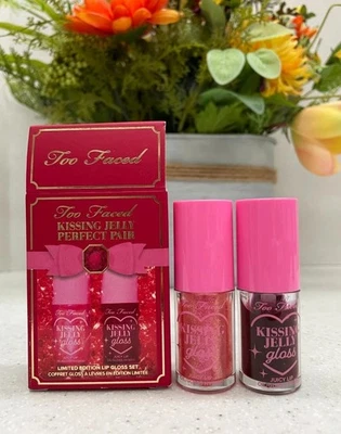 Too Faced Kissing Jelly Perfect Pair Bubblegum & Black Cherry Lip Oils - New - Image 1 of 4