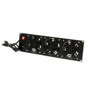 Rack Mount Server Cabinet Three 3 Fan Cooling Panel System Unit 110V Black 3U - Picture 1 of 3