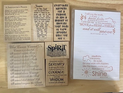 Lote de 8 estampillas de goma inspiradoras incluyendo PSX, estampadoras anónimas Foto 1 de 4