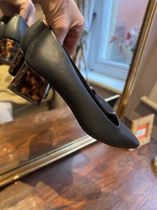 M&S INSOLIA Black Animal Print Heel Court Shoes 5.5 - Picture 1 of 9