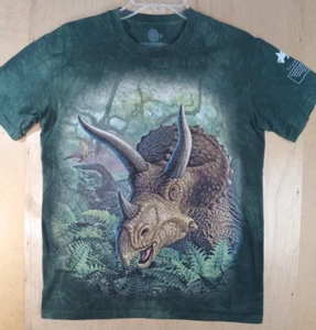 The Mountian Small Wild Triceratops Green TyeDye Dinosaur t-shirt USA Made 294 - Picture 1 of 10