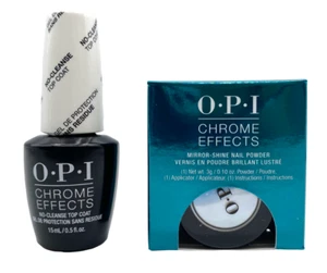 OPI Chrome Effects Set Blue "Plate" Special Nail Powder + No-Cleanse Top Coat - Picture 1 of 1