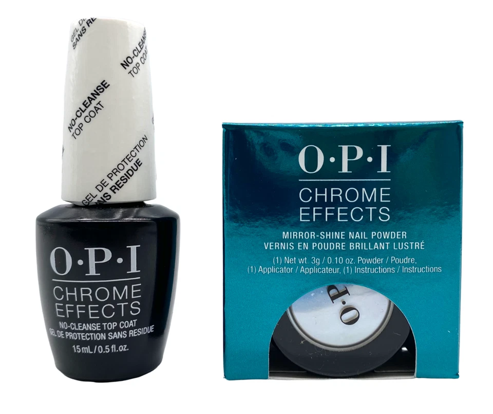 Juego de efectos cromados OPI azul "plato" polvo de uñas especial + capa superior sin limpieza  Foto 1 de 1