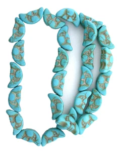 18mm x 9.5mm Man In Moon Face Moon Magnesite Blue Turquoise Bead 15 Inch Strand - Picture 1 of 1