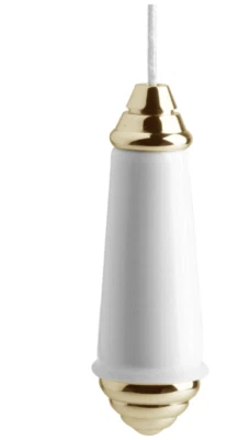 Taps2Traps® Traditional White & Gold Ceramic Porcelain Bathroom Light Pull Cord  - Image 1 of 2