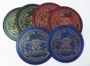 SET OF 6 VINTAGE SKIPTON CASTLE YORKSHIRE SOUVENIR COASTERS - Picture 1 of 2