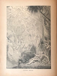Antique 1909 "Jacob's Dream" Book Plate Engraving Print~Unknown Artist~9" x 6.5" - Picture 1 of 5