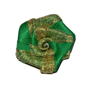 Fiore ROSA verde oro 4 cm colla su cucito motivo applique toppa bordo - Foto 1 di 1