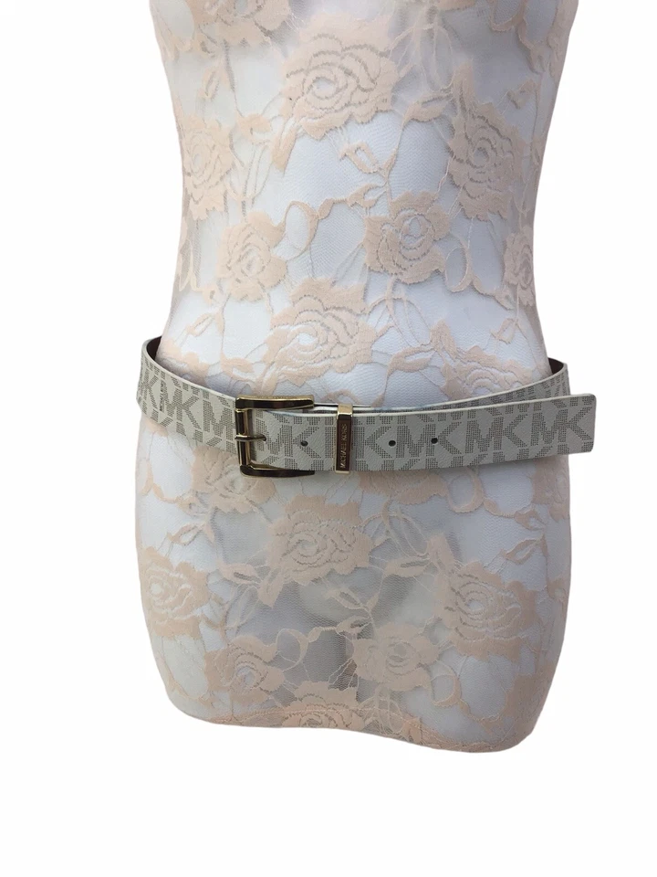 Cinturón de cuero Michael Kors blanco gris mediano Foto 1 de 4