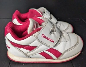 REEBOK Girls Trainers White Pink Strap On Smart Casual Uk7.5 - Picture 1 of 6
