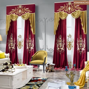 High-grade red palace embroidery thick cloth blackout curtain valance panel C268 - Picture 1 of 5