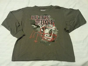 Boys Tee Shirt Medium 8 Gray Kids Believe The Hype - Picture 1 of 1