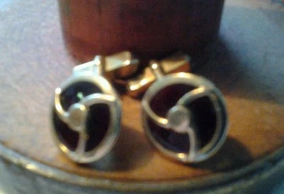 Men's Cufflinks by Swank Goldtone with Red  - Image 1 of 3