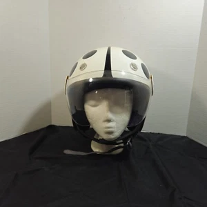 HCI Open Face Shield Fiberglass Motorcycle Helmet White/ Black Ladybug Polka Dot - Picture 1 of 23