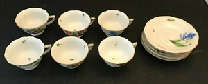 JUEGO DE TAZAS HÚNGARA HEREND (6) Y PLATILLOS (5) - Imagen 1 de 4