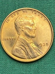 1935 Lincoln Cent RD BU MS Toned - Bild 1 von 3
