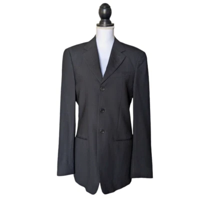 Armani Collezioni Black Wool Blend 3 Button Notch Blazer Size 36R Made In Italy - Image 1 of 4