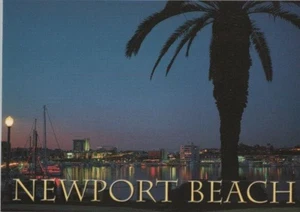 Newport Beach at Dusk Sunset Palm Trees Boat Harbor California Postcard - Picture 1 of 2