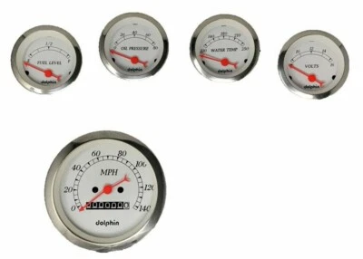5 Gauge Set Dash Street Rod Hot Rod Universal  Mechanical White - Image 1 of 4