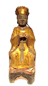 Ming Dynasty Gilt wood statue of a seated deity - Picture 1 of 15
