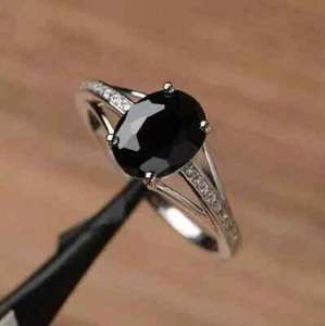 2Ct Oval Lab Created Diamond Solitaire Shank Engagement Ring 14k White Gold Over - Picture 1 of 4