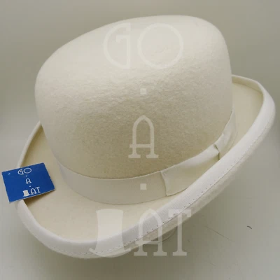 Chapéu Derby Vintage Lã Feltro Dura Bowler Masculino Feminino FORMAL | 59cm | Marfim  - Imagem 1 de 4