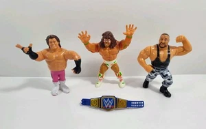 WWF Titan Sports 1991 Series 1 Action Figures Lot Of 3 Wrestlers & Champion Belt - Afbeelding 1 van 10