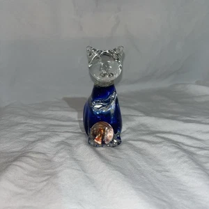 Murano Kunst Glas Katze Figur spielt mit Garn 4 1/2" Briefbeschwerer - Bild 1 von 7