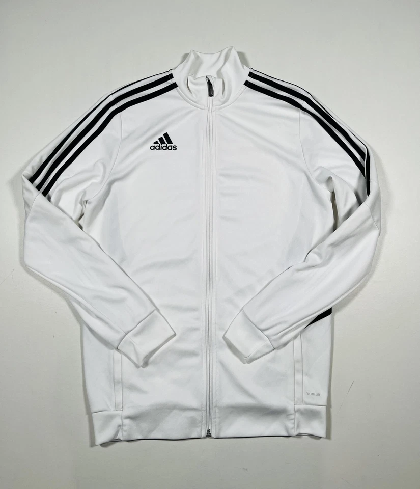 Adidas Track Jacket Youth XL White Black Climalite 3-Stripes Full Zip Soccer - Image 1 of 4