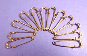 12 Gold Tone SAFETY PINS Skirt Kilt Pin 1-1/2" Brooch Crafts Blanket - Picture 1 of 1