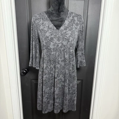 Vestido túnica manga 3/4 Soma Live Lounge Wear para mujer S gris/negro cuello en V Foto 1 de 4