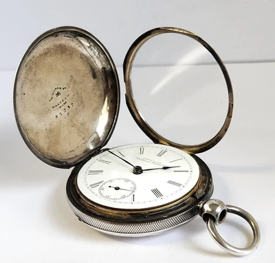 American Waltham Watch Co Pocket Watch Silver Broadway 18S 7j Model 1883 RUNS - Image 1 of 4