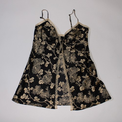 UNDERCOVER Abito Victoria's Secret nero slip con cravatta e motivo floreale oro taglia XS