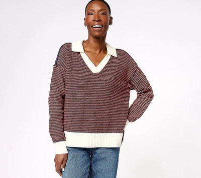 Suéter Peace Love World a Rayas Azul Oscuro X-Pequeño A607854 Foto 1 de 2