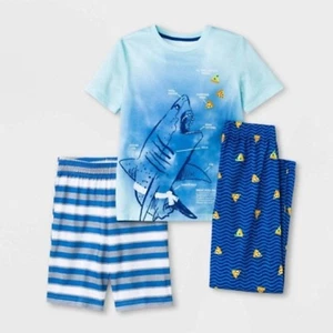 Cat & Jack Boys' 3pc "Great Pizza Shark" Pajama Set Blue NWT SZ S - Picture 1 of 4