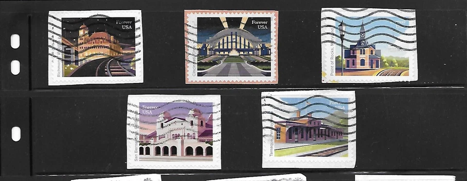 Scott# 5758-62 Historic Train Stations USED 2023 Issue...SEE SCAN!!! - Image 1 of 1
