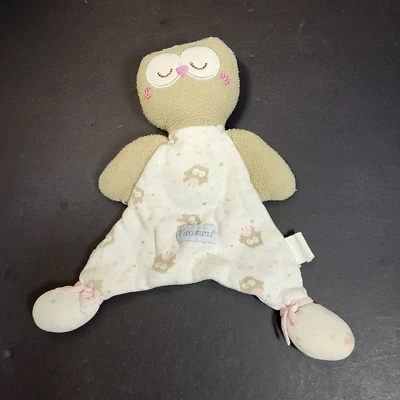 Vitamins Baby Tan & Pink Owl Lovey Plush Security Blanket Stuffed Animal Toy Foto 1 de 4