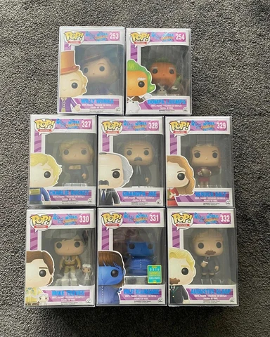 COMPLETE Willy Wonka Funko Pop Set! Excellent Condition With Free Protectors Cover