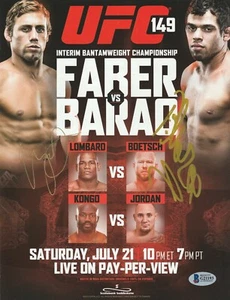 RENAN BARAO URIJAH FABER SIGNED AUTO'D MINI POSTER BAS COA UFC 149 CHAMPION VS - Picture 1 of 1